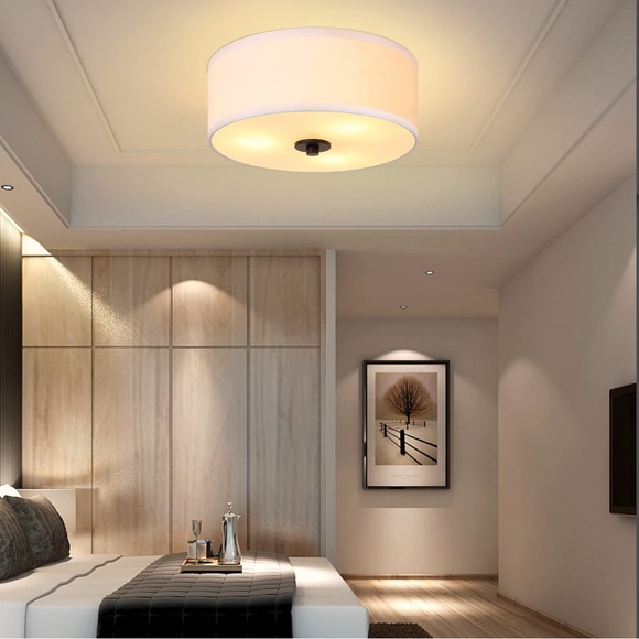 3-Light Flush Mount Ceiling Light Fixture, 12” Modern Close to Ceiling Light - Picture 4 of 4